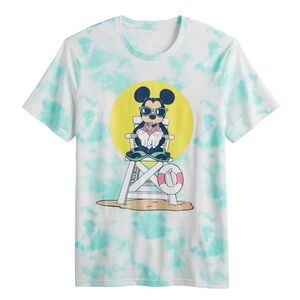 New Disney Parks Lifeguard Mickey tie-dye t-shirt in a teal and white color